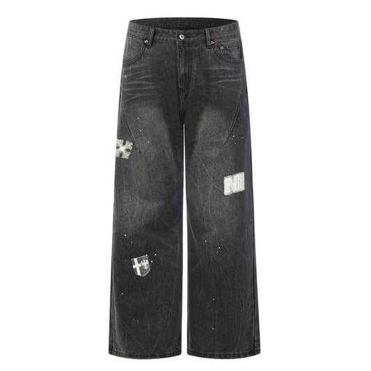 Washed denim jeans Black