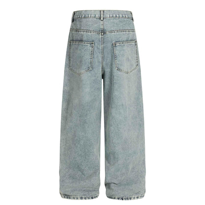 Cartoon embroidery loose denim pants for women | MuddyStock Originals