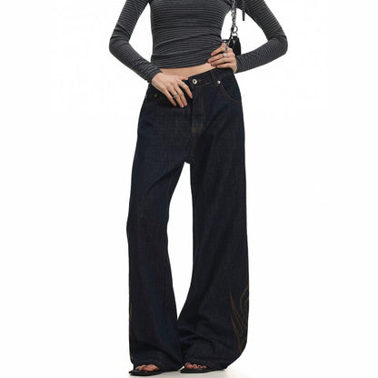 Vintage Tribal Embroidery Slim Fit Flared Denim High Waist Zipper Jeans