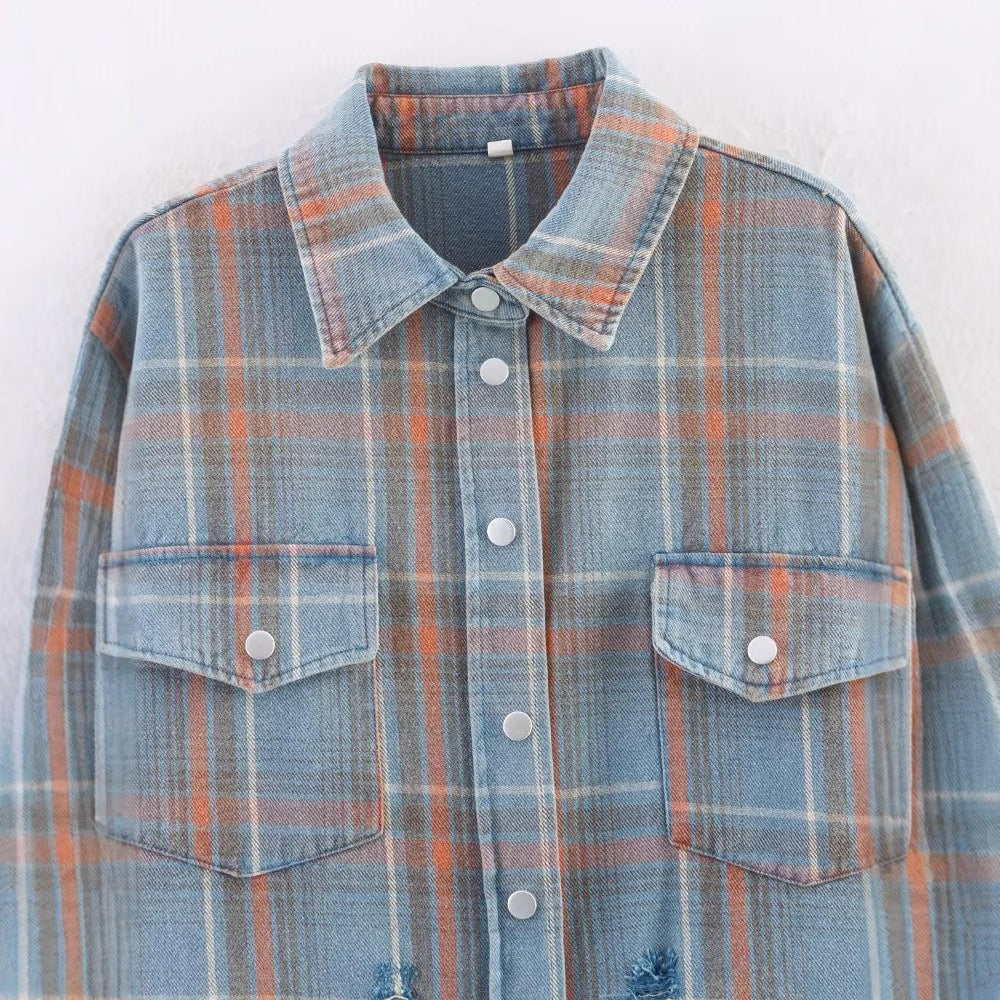 Casual collar long sleeved checkered pocket shirt for men and women | MuddyStock Originals MuddyStock