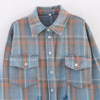 Casual collar long sleeved checkered pocket shirt for men and women | MuddyStock Originals MuddyStock
