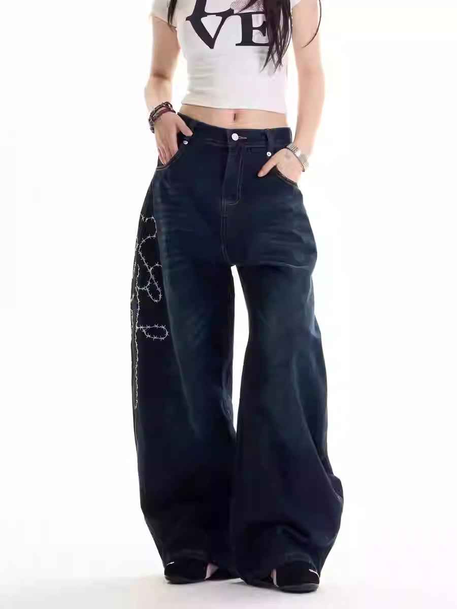 American Retro Machete Jeans For Women Black