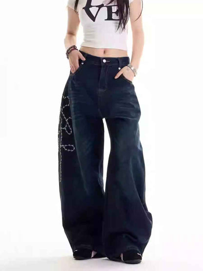American Retro Machete Jeans For Women Black