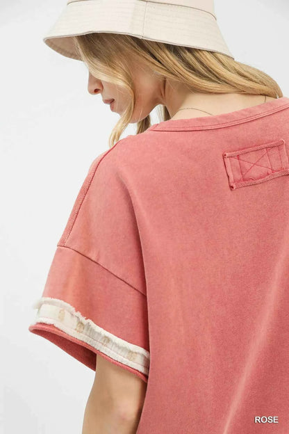 French Terry Top with Flower Patch For Women Trendsi