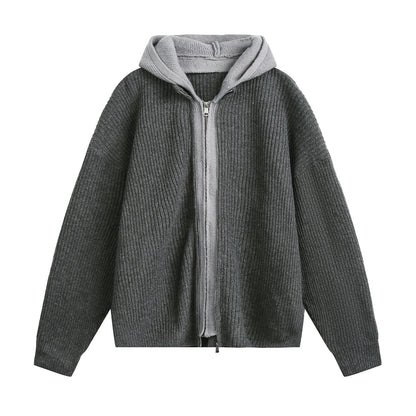Cardigan hooded long sleeved hoodie for men | MuddyStock Originals Gray