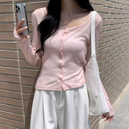 Long sleeved knitted top for women | MuddyStock Originals Light Pink MuddyStock