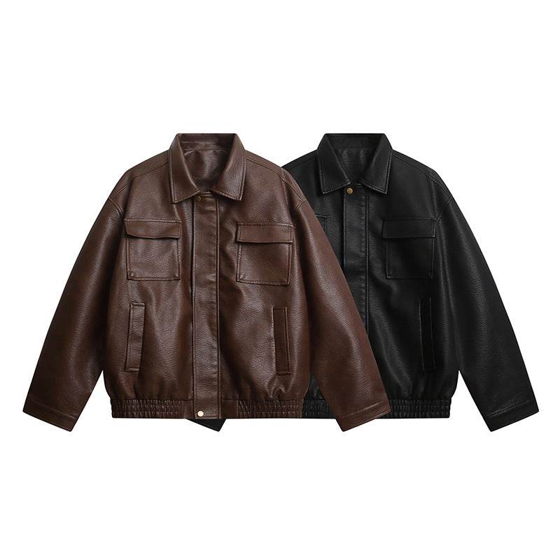 Metal Zipper PU Leather Jacket for Men | MuddyStock Originals MuddyStock