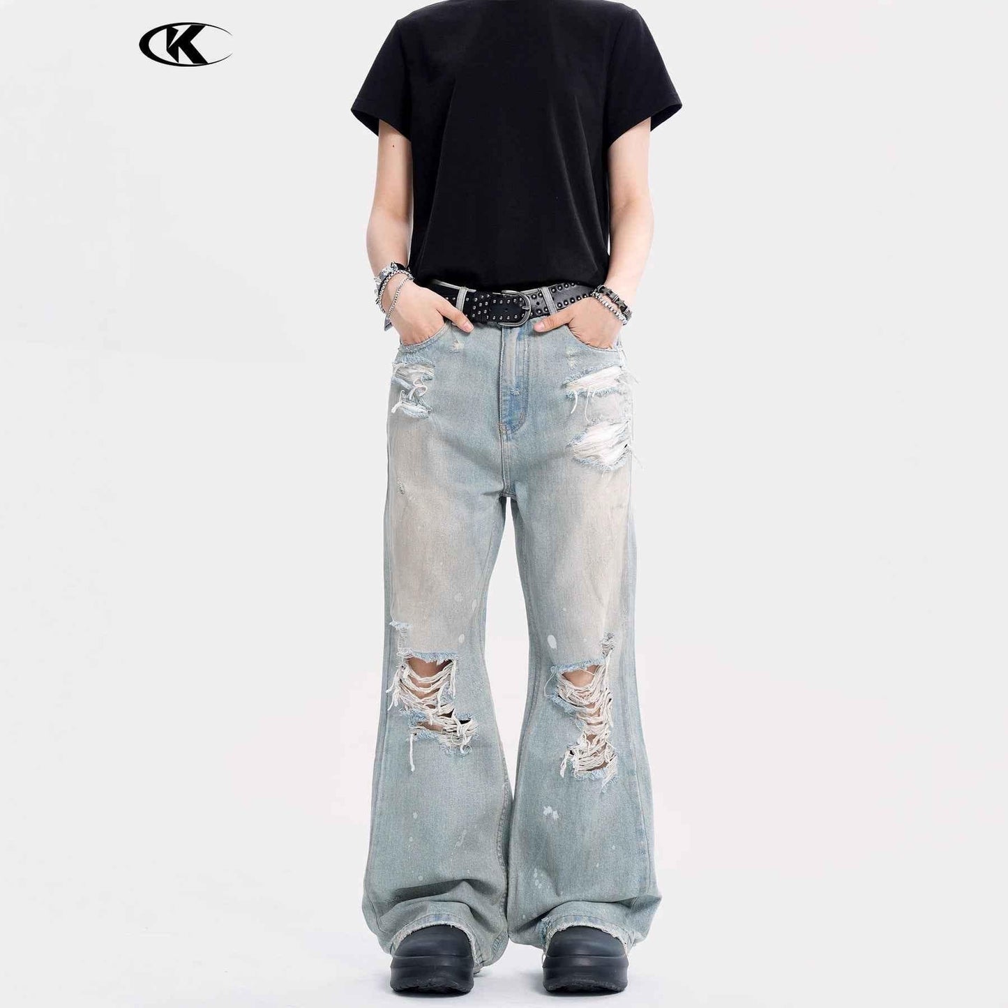 Loose Fringe Slim Fit Casual Long Jeans For Men | MuddyStock Originals