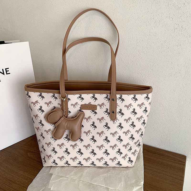 Handbag Bag For Women Khaki With Pendant