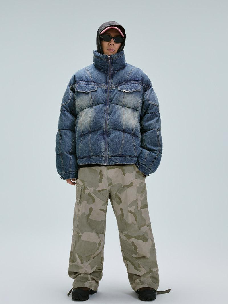 Loose-fit Cotton-padded Jacket With A Washed Vintage Look For Men null