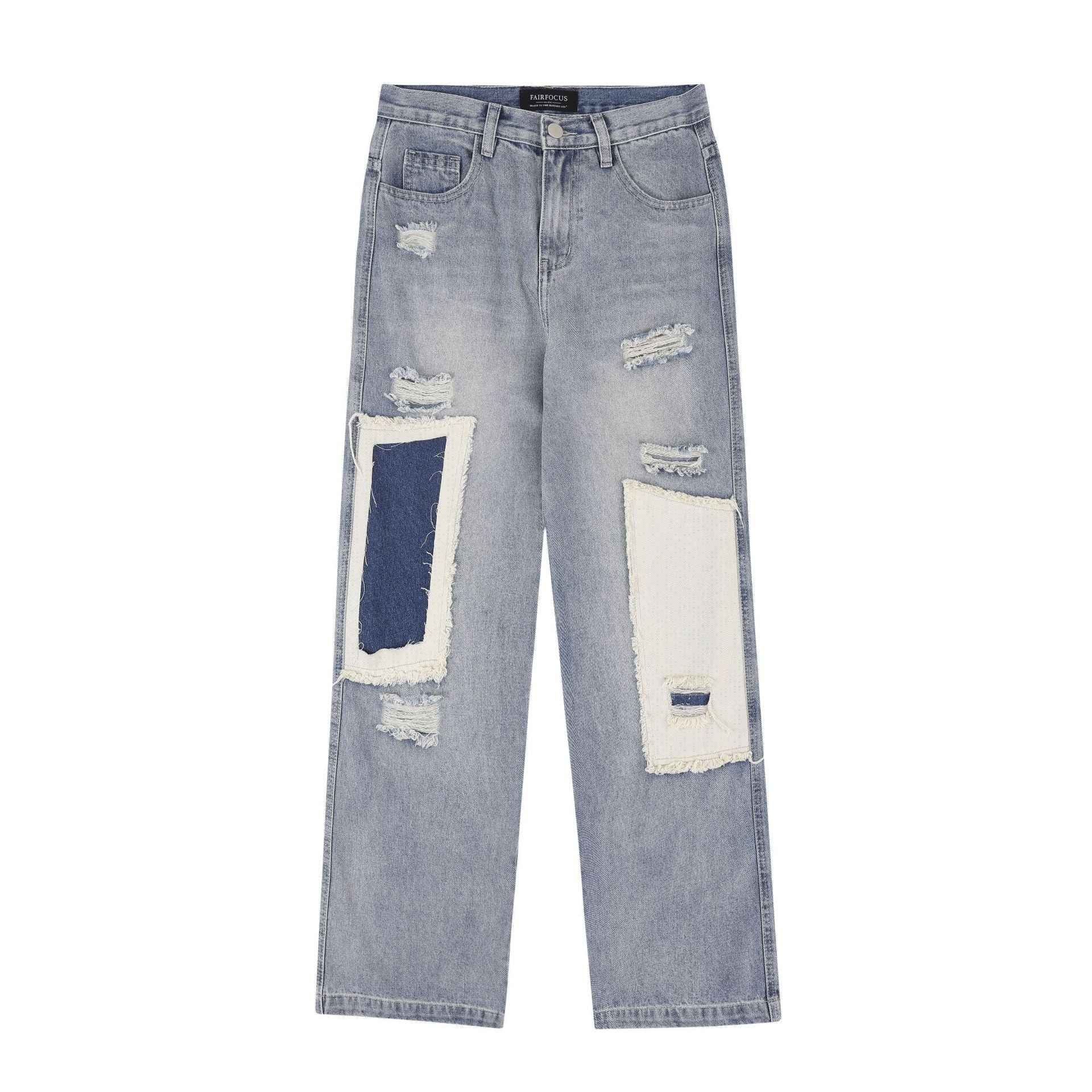 American-style Distressed Straight Casual Jeans For Women MuddyStock