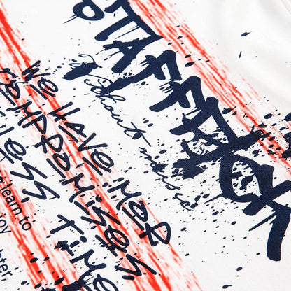 Hand-painted Graffiti Letter Striped Long-sleeved T-shirt For Men And Women MuddyStock