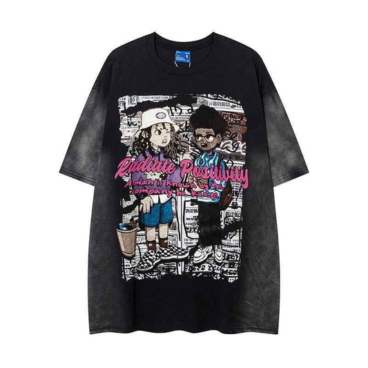Hand Painted Cartoon Animation Short Sleeve For Men And Women MuddyStock