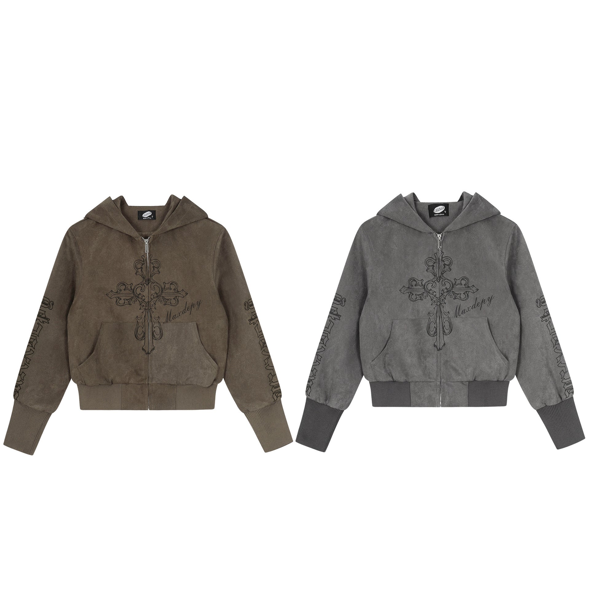 Retro cross print short hoodie for women | MuddyStock Originals