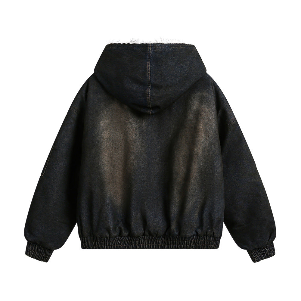 Distressed Dirty Denim Hoodie For Men