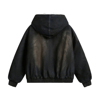 Distressed Dirty Denim Hoodie For Men