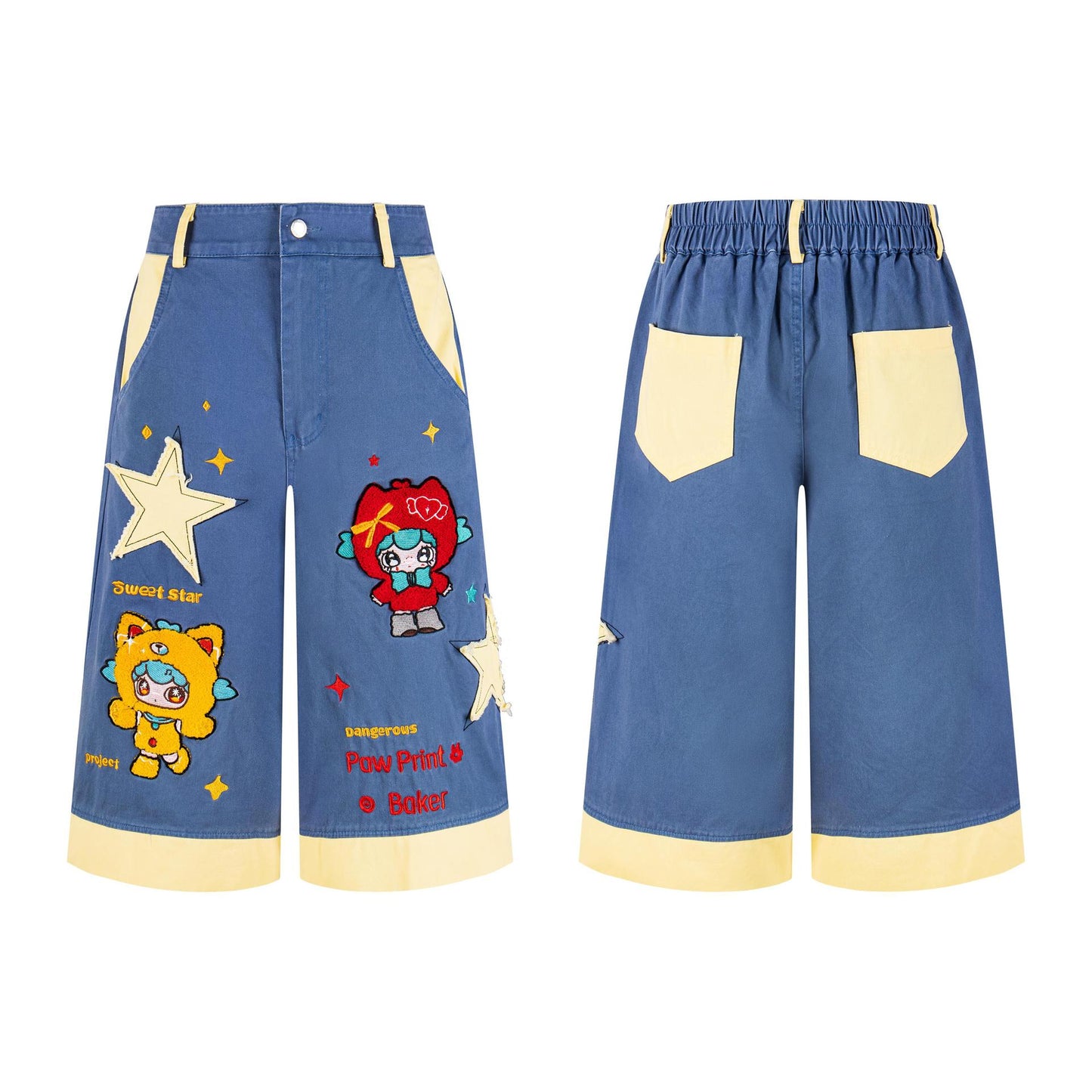 Cartoon patchwork cropped pants for women | MuddyStock Originals