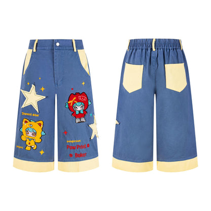 Cartoon patchwork cropped pants for women | MuddyStock Originals