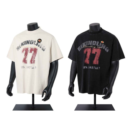 Washed Hem Design Letter Print Short Sleeve T-Shirt For Men | MuddyStock Originals MuddyStock