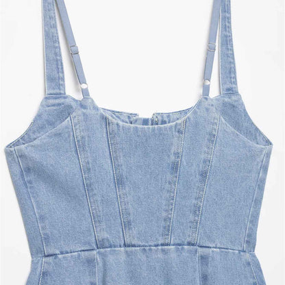 Zipper Splicing Cowboy Tight Strap Top For Women | MuddyStock Originals
