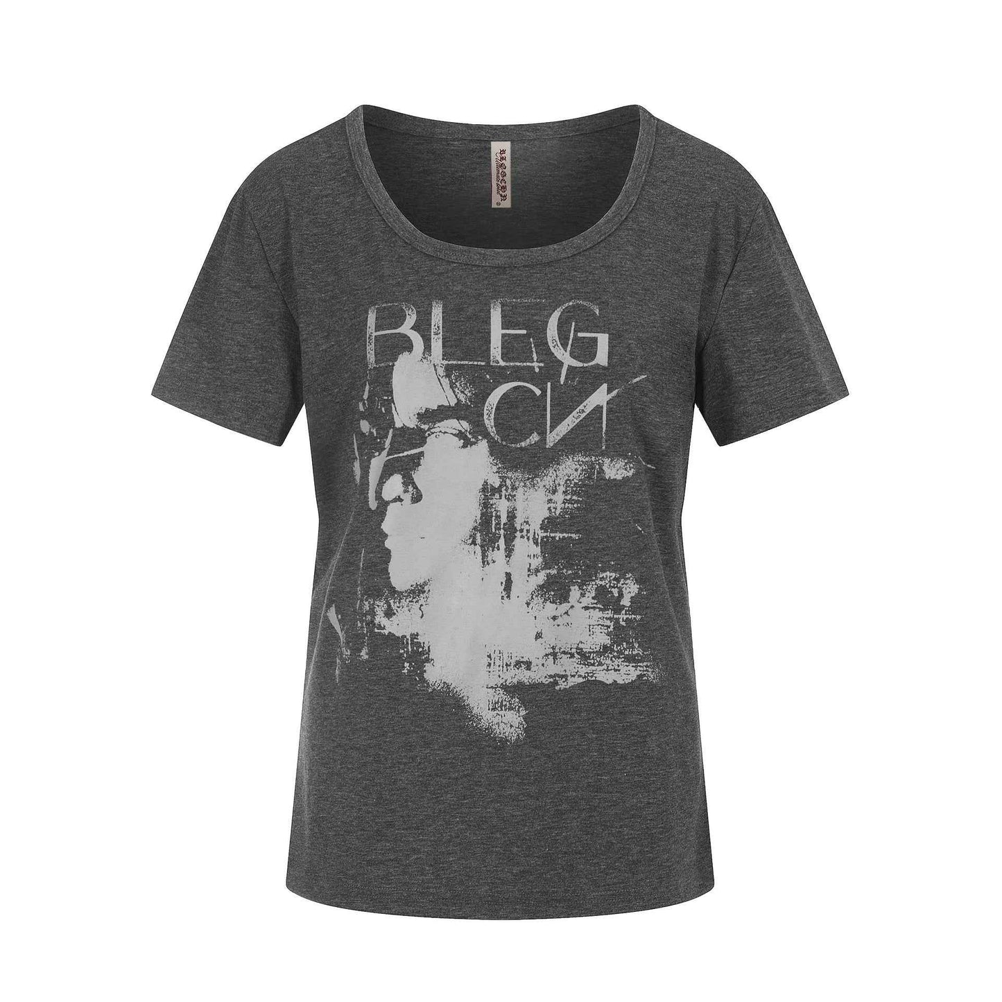 Portrait Print U-Neck T-Shirt For Women | MuddyStock Originals Black Gray