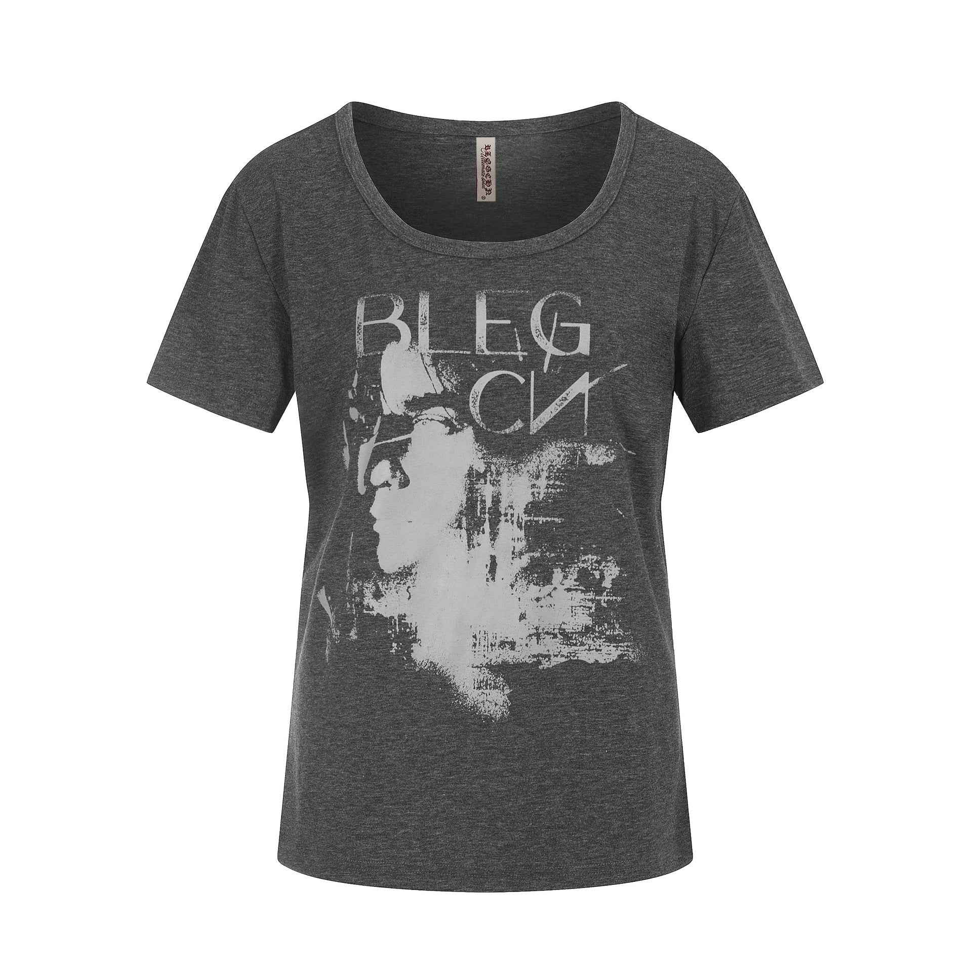 Portrait Print U-Neck T-Shirt For Women | MuddyStock Originals Black Gray