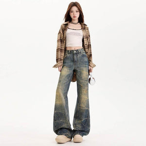 Women's Flared Low Waist Jeans | MuddyStock Originals Retro Blue # Extended Length MuddyStock