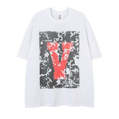 Short Sleeve T-Shirt for Men Streetwear Casual Loose Fit Tee | MuddyStock Originals White MuddyStock