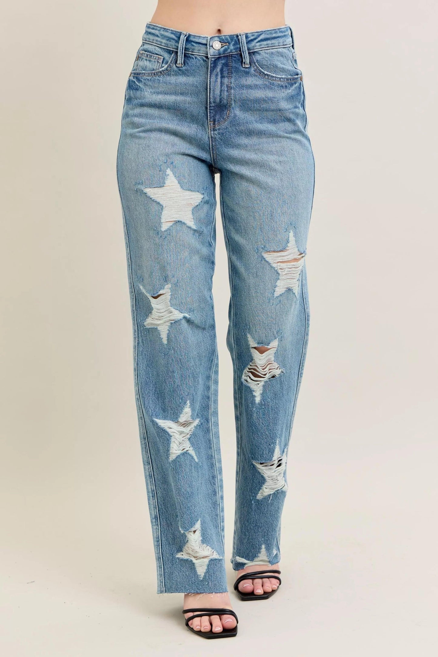High Waist Rigid Magic Star Shaped Jeans For Women