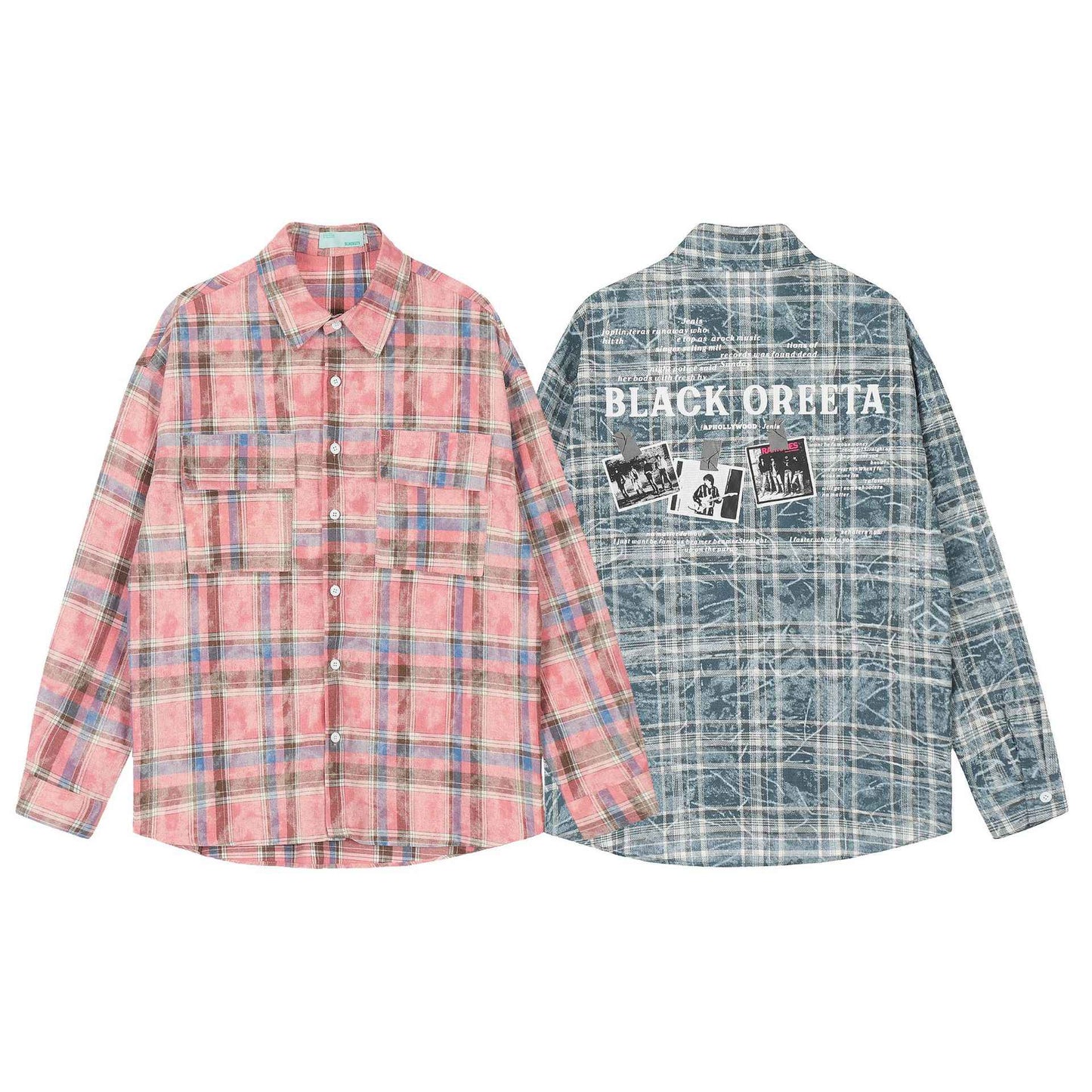 Plaid Autumn Loose Men's Shirt null
