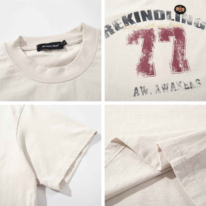 Washed Hem Design Letter Print Short Sleeve T-Shirt For Men | MuddyStock Originals MuddyStock