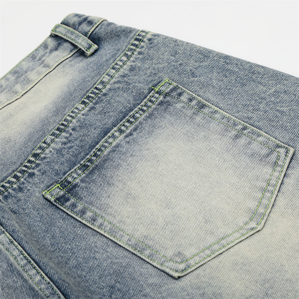 Full print straight leg denim shorts | MuddyStock Originals