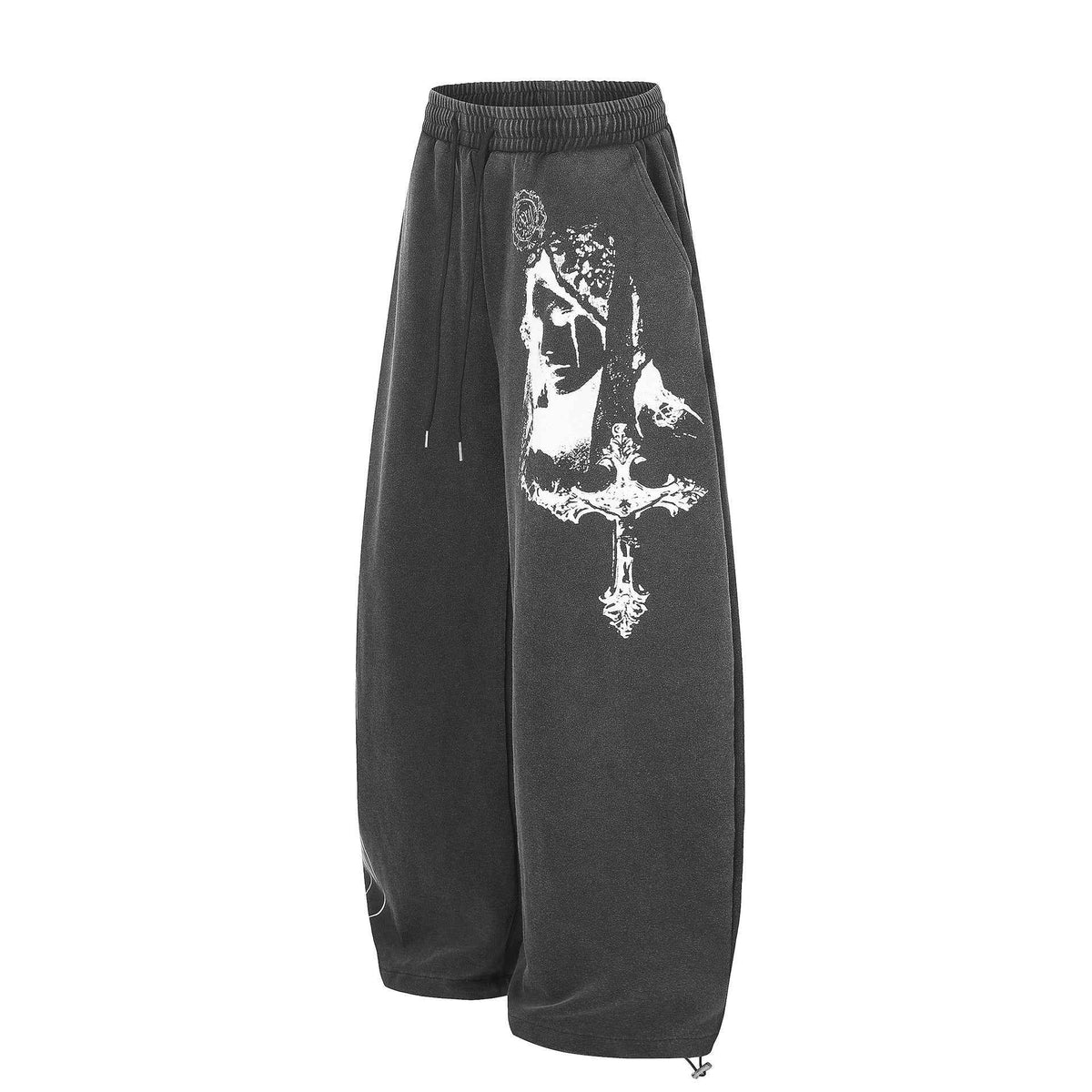 American High Street Washed Portrait Print Wide Leg Casual Sweatpants For Women | MuddyStock Origoinals