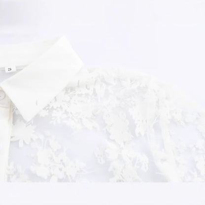 Flip collar see through loose and versatile shirt top for women | MuddyStock Originals MuddyStock
