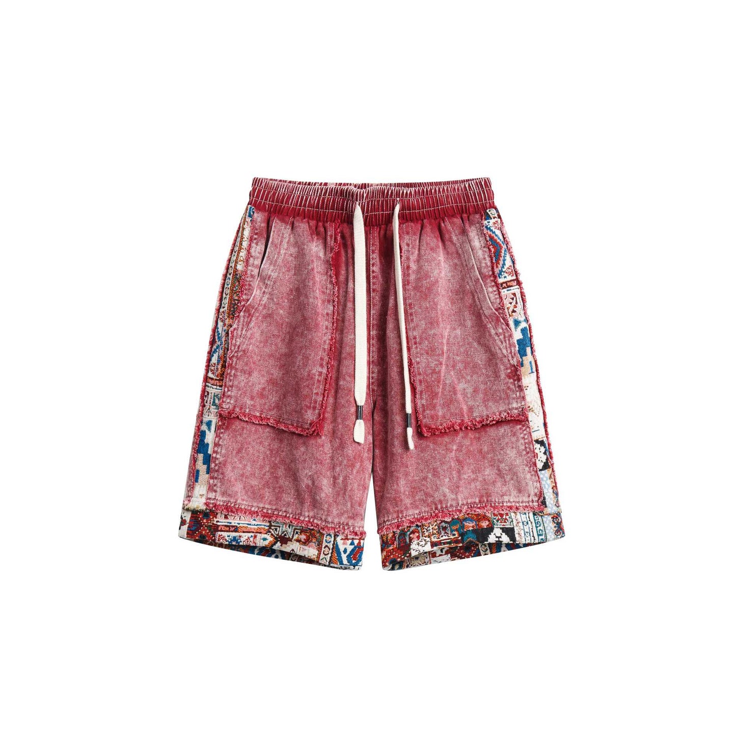 Ethnic Style Color-Block Shorts For Women | MuddyStock Originals Red