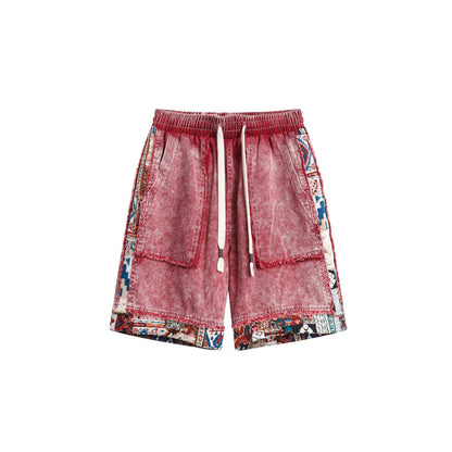 Ethnic Style Color-Block Shorts For Women | MuddyStock Originals Red