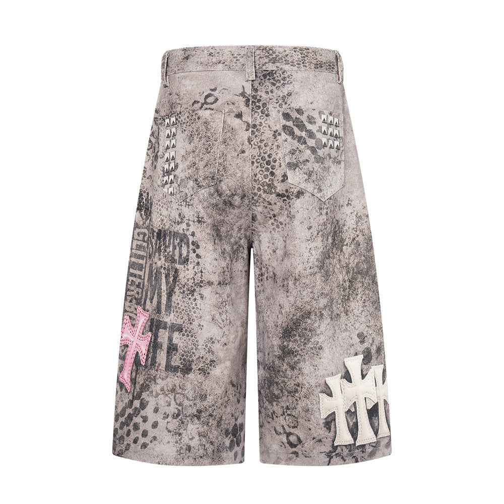 Leopard print denim shorts for women | MuddyStock Originals