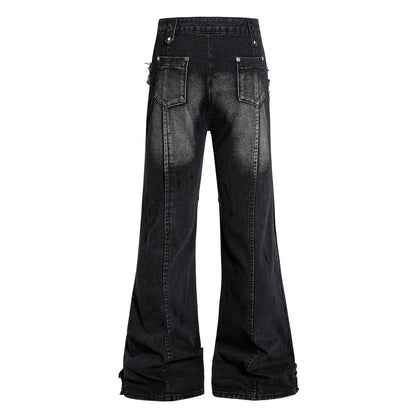 Cat whisker frayed distressed washed denim bell bottoms jeans for women | MuddyStock Originals