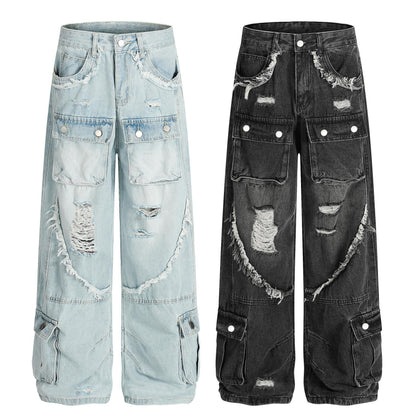 High street ripped rough edge workwear jeans for men | MuddyStock Originals
