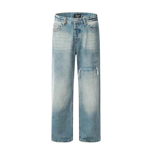 Fashion Holes Straight Jeans For Men MuddyStock