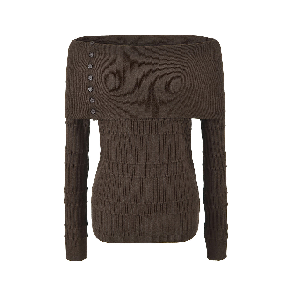 Apricot Off-Shoulder Knit Top Coffee