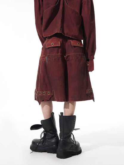 Double Waist Loose Cropped Pants For Men