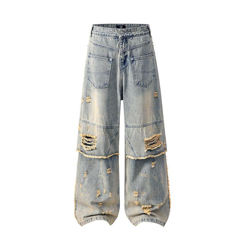 Women's Distressed Slim Floor-Length Wide-Leg Pants | MuddyStock Originals Hole