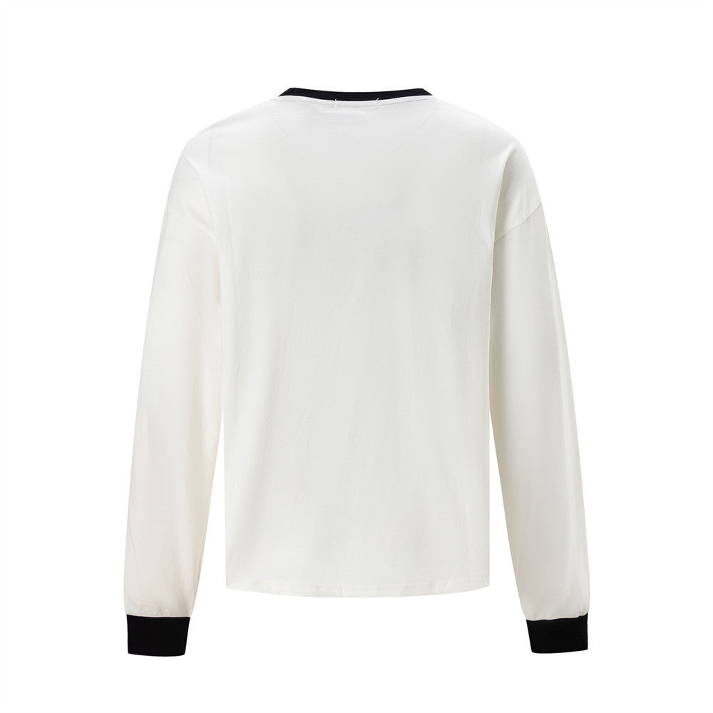 Street Style Cross Letter Print Long Sleeve Round Neck Men's T-Shirt
