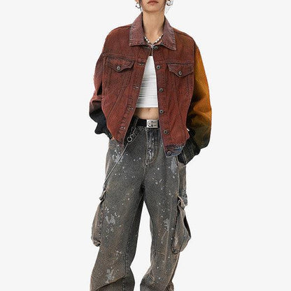 American Retro Loose Wash Denim Jacket For Women All Products