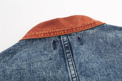 Leaf Embroidery Contrast Color Lapels Jacket For Men And Women MuddyStock