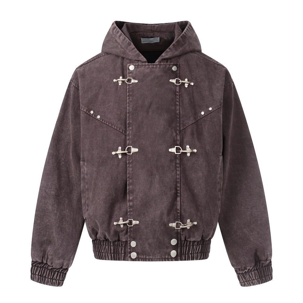 Old Metal Buckle Hoodie For Men | MuddyStock Originals Brown
