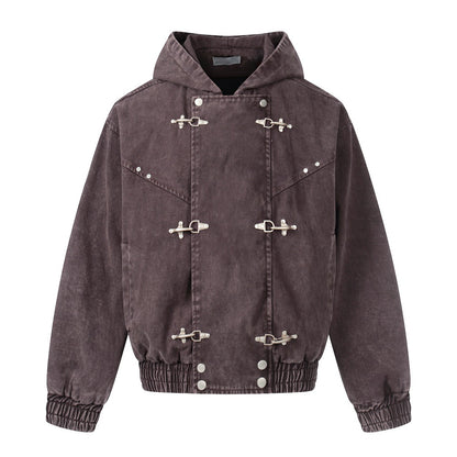 Old Metal Buckle Hoodie For Men | MuddyStock Originals Brown