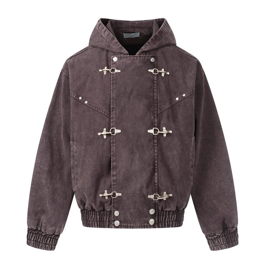 Old Metal Buckle Hoodie For Men | MuddyStock Originals Brown