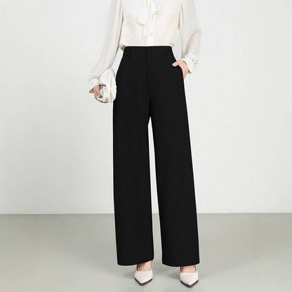 Cotton And Linen High Waist Suit Straight Wide-leg Pants MuddyStock